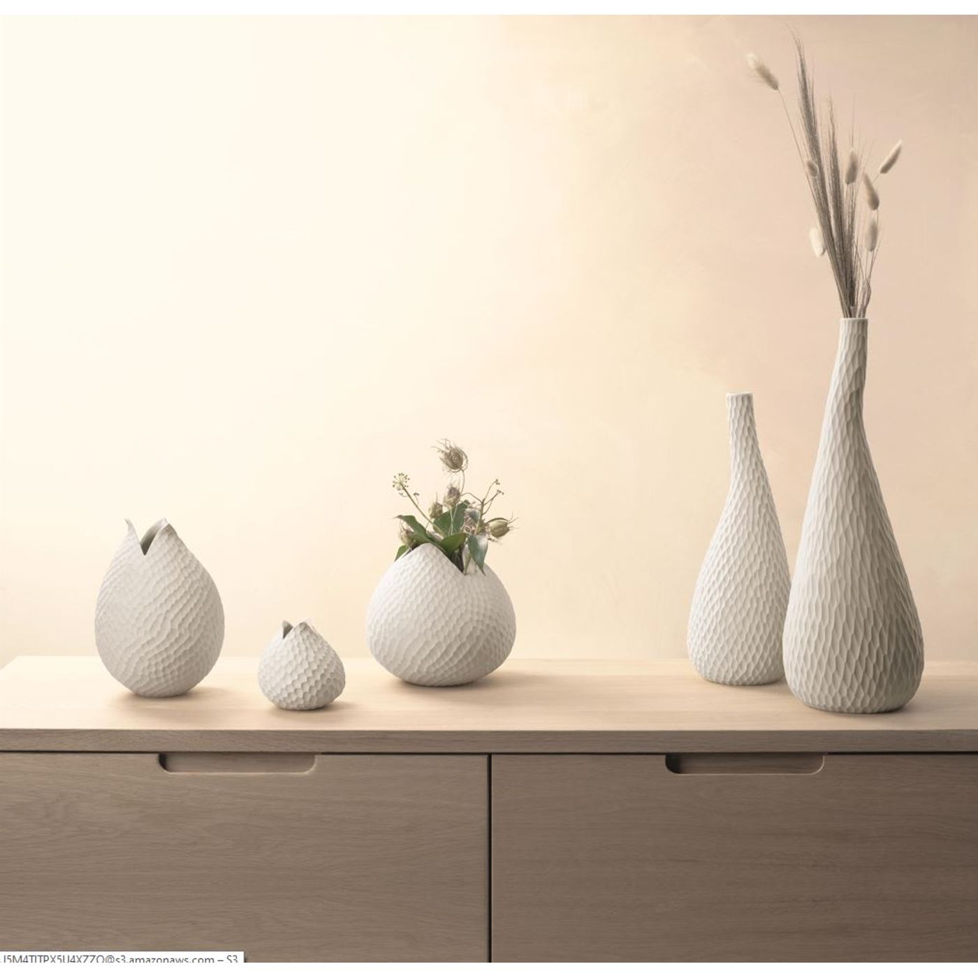 Vase Carve crème H. 18 cm